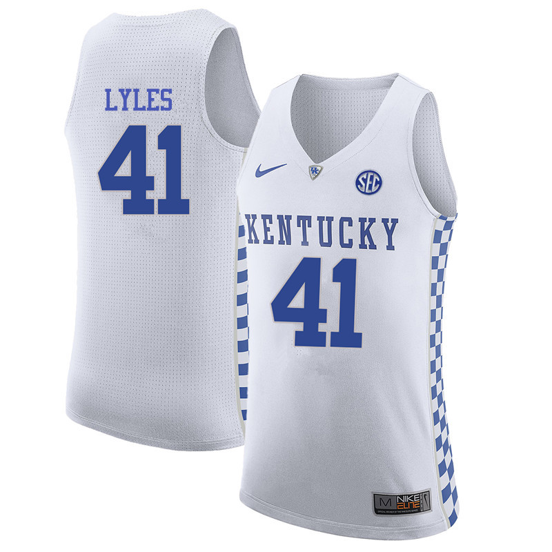 Men Kentucky Wildcats #41 Trey Lyles College Basketball Jerseys-White